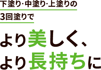 下塗り・中塗り・上塗りの3回塗りでより美しく、より長持ちに